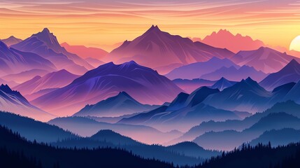 Obraz premium illustration of mountain views with purple and blue gradations