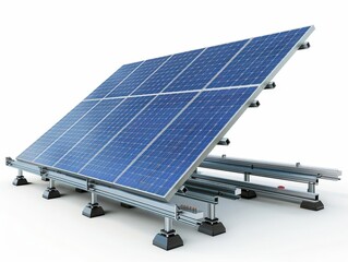 Modern solar panel setup on a white background, showcasing renewable energy and sustainable technology advancements.