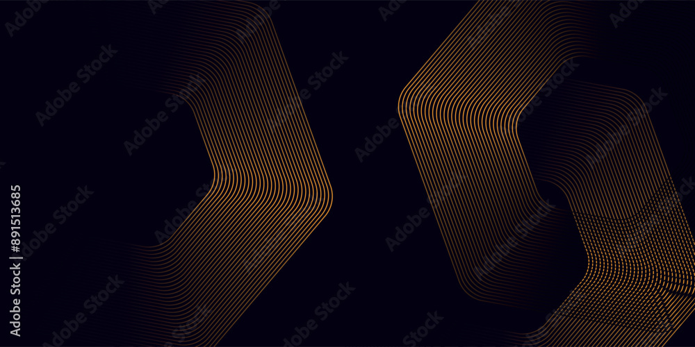 Poster abstract gold background with glowing geometric lines. modern shiny blue hexagon lines pattern. tech