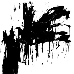 Sophisticated Black Paint Brushstrokes on Crisp White Ground