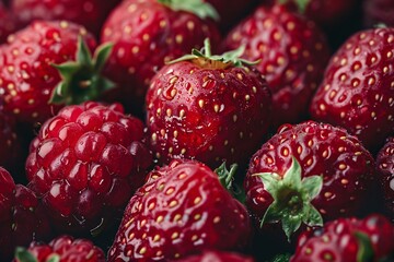 A vibrant illustration of plump, fresh strawberries , designed for a banner presentation.