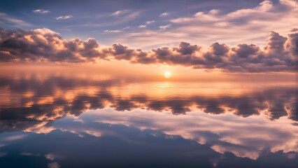 Fototapeta premium a scenic calm ocean sunrise sky reflecting in the water