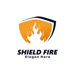 Shield Fire logo design vector silhouette illustration