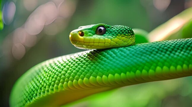 closeup of green snake