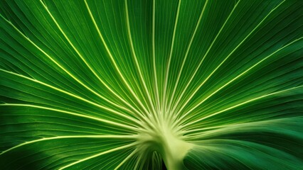 Obraz premium A close up of a large green leaf with white and yellow stripes, AI