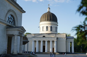 park, Chisinau, church, bell tower, Moldova, city park, nature, architecture, Christianity, green space, summer day, walk, historic site, tourist attraction, relaxation, landscape, picturesque view, u