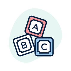 Abc blocks, alphabet blocks icon design in editable style