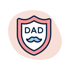 Fathers day shield icon design in editable style