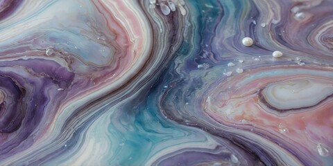 Background with Pearl Oyster Abalone Marble Abstract Wave Colorful Pastel Shiny Lilac Blue Pink.