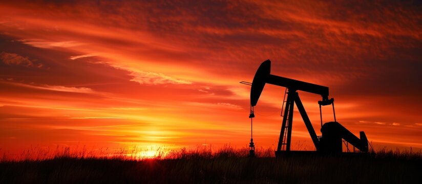 Pumpjack Silhouette Against a Fiery Sunset