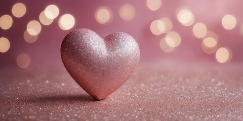 Fototapeta premium blur heart pink background beautiful romantic glitter bokeh lights heart soft pastel shade pink.