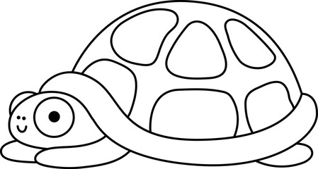 Vector black and white tortoise icon. Under the sea illustration or coloring page with cute funny ocean animal. Cartoon underwater, mermaid or marine turtle line clipart for children