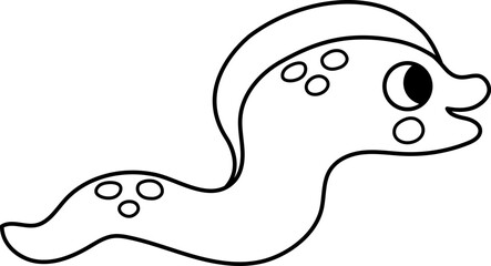 Vector black and white morey eel icon. Under the sea illustration with cute funny ocean animal. Cartoon underwater or marine murrain line clipart or coloring page for children