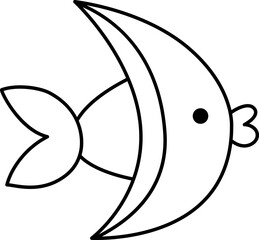 Vector black and white butterfly fish icon. Under the sea line illustration or coloring page with cute funny creature. Ocean animal clipart. Cartoon underwater or marine clip art for children