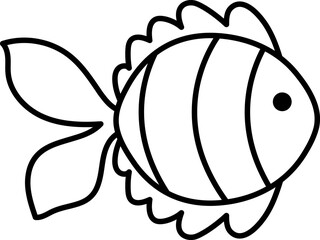 Vector black and white abstract fish icon. Under the sea line illustration or coloring page with cute funny creature. Ocean animal clipart. Cartoon underwater or marine clip art for children