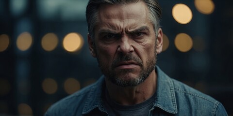 Fototapeta premium A man with a angry expression on his face.
