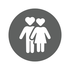 Couple, heart, huge icon.