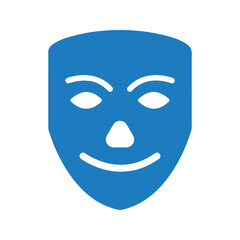 Blue comedy mask icon.