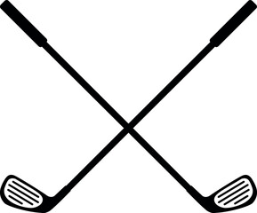 Crossed golf clubs on transparent background. Vector illustration