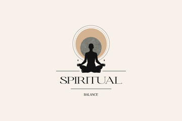 Spiritual Balance Logo concept. Minimalist design with editable text. Perfect for inspirational posters, digital art, and social media content.