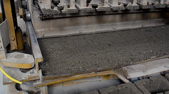 Hydraulic press, vibropress for the production of paving stones. Stamping building blocks in workshop