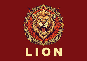 Obraz premium apparel boutique, badge logo, boutique, classy, deluxe resort, elegant, fashion, golden crown, hotel, insignia, leisure, lion, lions, logo insignia, luxurious, luxury jewelry, Premium Monogram Logo, 