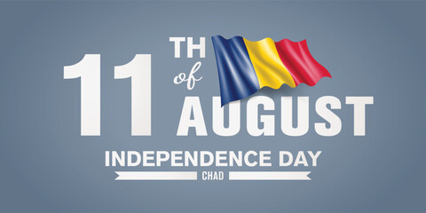 Chad happy independence day greeting card, banner with template text vector illustration