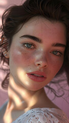 realistic high-resolution photo of woman, with detailed background