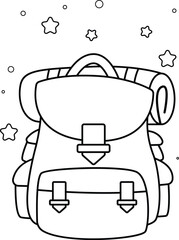 a vector of a backpack in black and white coloring