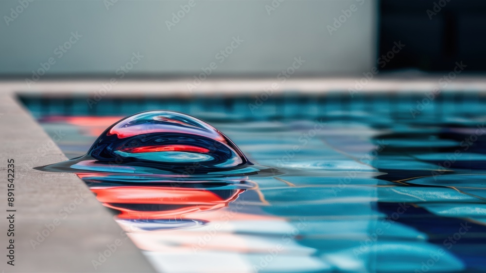 Poster a water is being poured into a pool with an object in it, ai