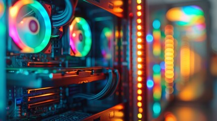 Cybersecurity Retro Gaming PC with Neon Lights - Nostalgic Tech Vibes in Vibrant Colors