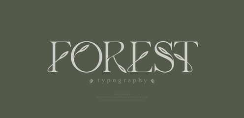 Elegant alphabet letters nature flower logo font and number. Classic Lettering Minimal Beauty Fashion. Typography decorative logos modern serif fonts. vector illustration