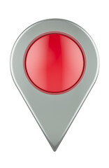 Map pointer, front view. 3D rendering isolated on transparent background