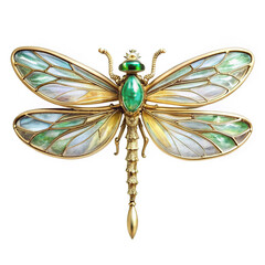 Elegant dragonfly brooch: a sophisticated piece of jewelry made of gold and mother-of-pearl