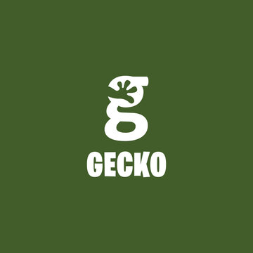 gecko logo modern illustration G letter blend with animal vector in green color.