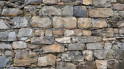 Rustic Stone Wall Texture - Close Up of Uneven Gray and Brown Stones