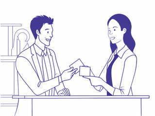 exchanging business cards