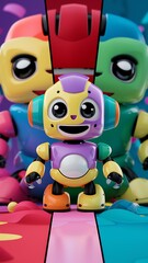Fototapeta premium Positive cute robot 3d render illustration vector background
