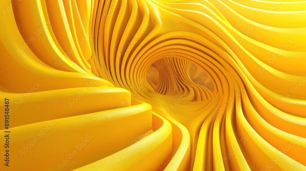 Poster bold yellow 3d abstract background showcasing intricate optical illusions and perspective-bending pa