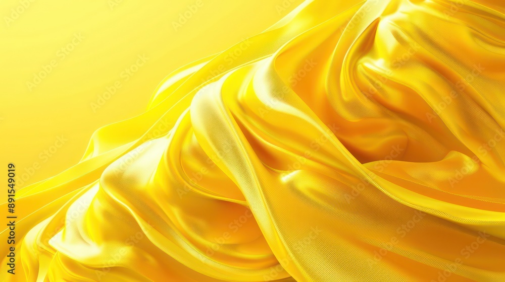 Poster bold yellow 3d abstract background showcasing dynamic kinetic sculptures with flowing motion pattern