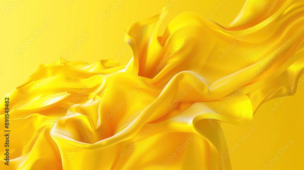 Poster bold yellow 3d abstract background showcasing dynamic kinetic sculptures with flowing motion pattern
