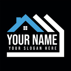 Unique Real estate logo design in blue color