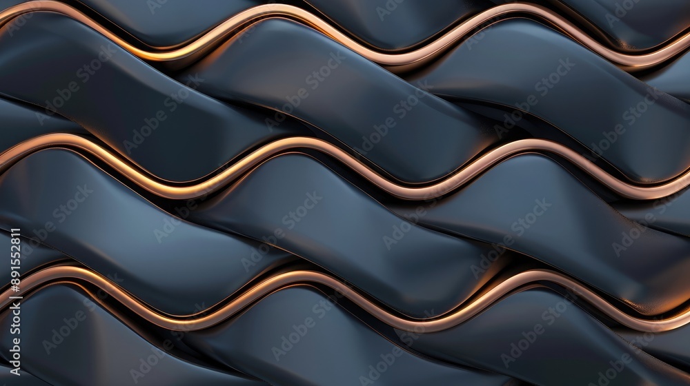 Aufkleber abstract close-up of metallic waves with copper accents, creating a modern and dynamic texture perfe