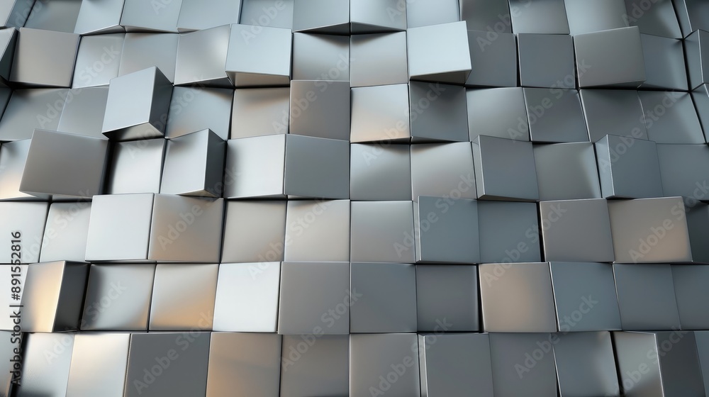 Poster abstract 3d geometric background with metallic gray cubes creating a modern and dynamic visual effec