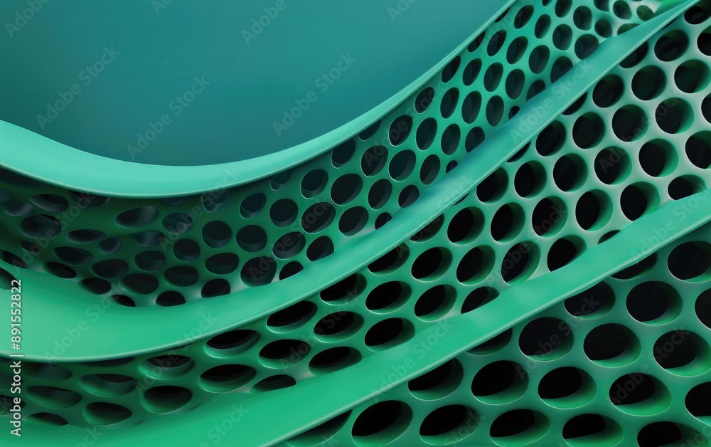 Aufkleber abstract geometric background with green perforated waves, creating a modern, futuristic, and tech-i