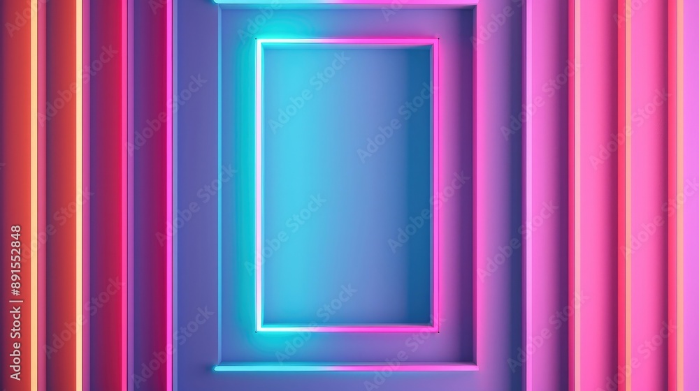 Poster abstract geometric background with vibrant neon colors and bold patterns. futuristic design perfect 