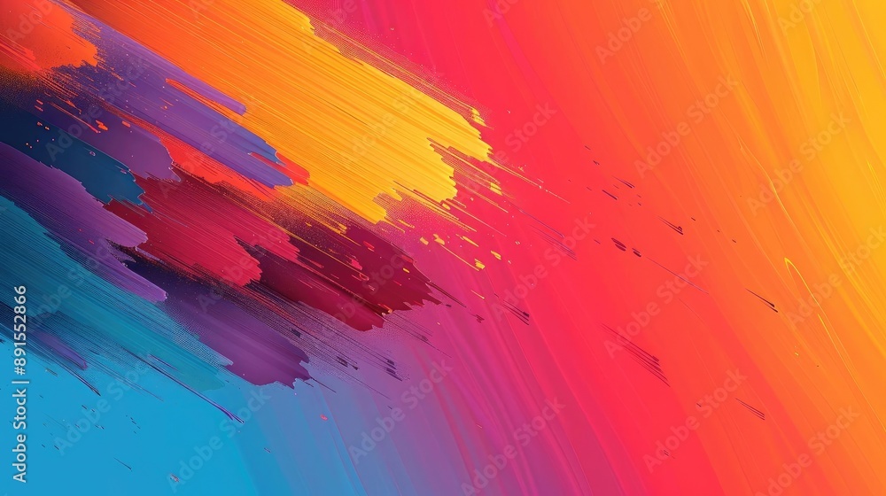 Poster abstract multicolored gradient with vibrant hues of blue, red, orange, and yellow, creating a dynami