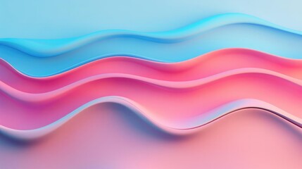 Fototapeta premium Abstract pastel waves in blue and pink hues, creating a soothing and vibrant background perfect for modern designs and creative projects.