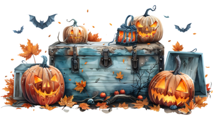 Halloween trunk or treat, festive car decorations, spooky vehicle treats, community Halloween event, holiday celebration, trunk-or-treating, png file, isolated on white