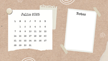 note paper on cork board, Julio